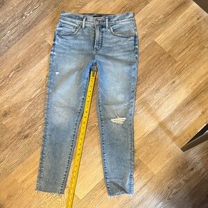 Express Light Blue Distressed Ankle Jeans